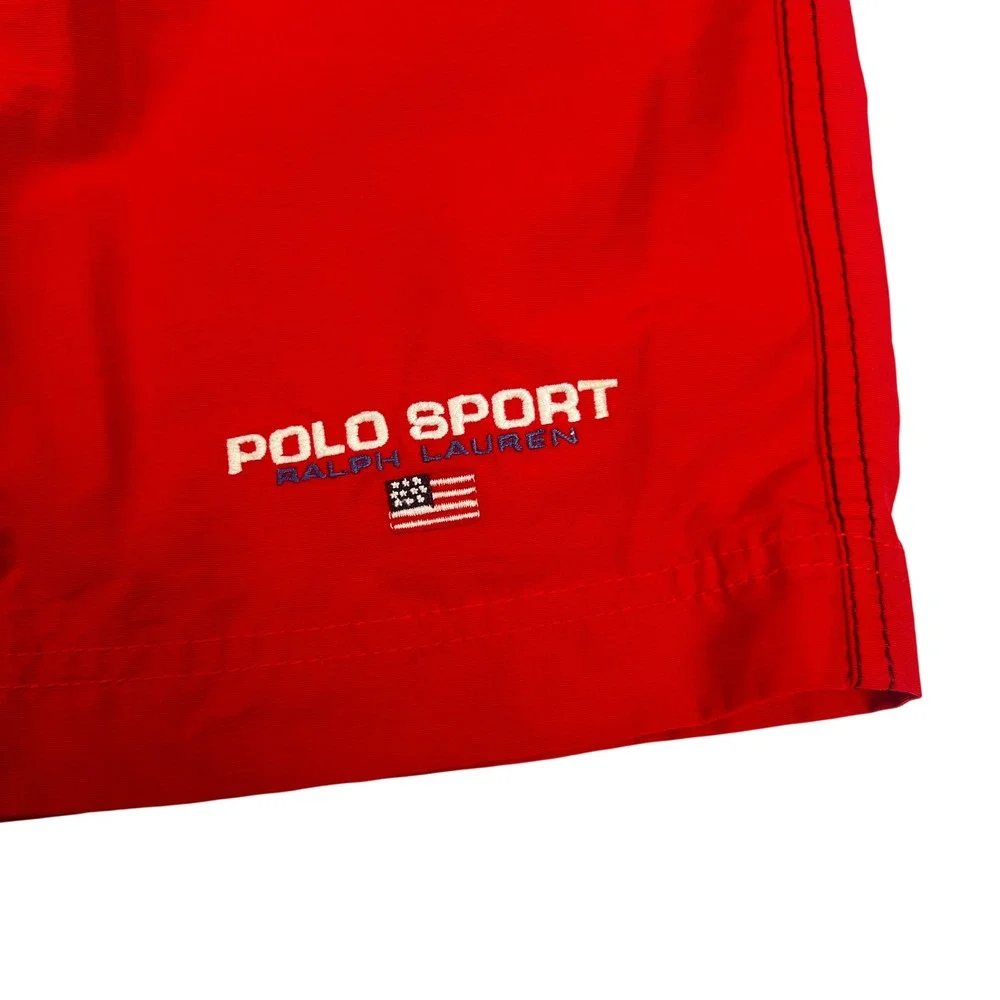 Vintage Polo Sport Ralph Lauren Swim Trunks Colorblock Mens Black Blue Red 549